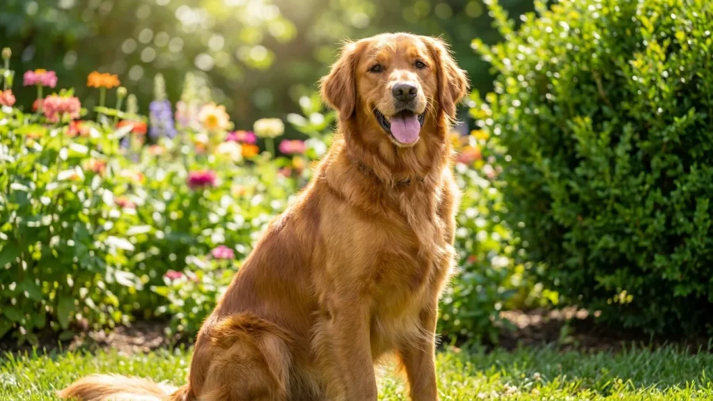 Chien en bonne santé dans un jardin
