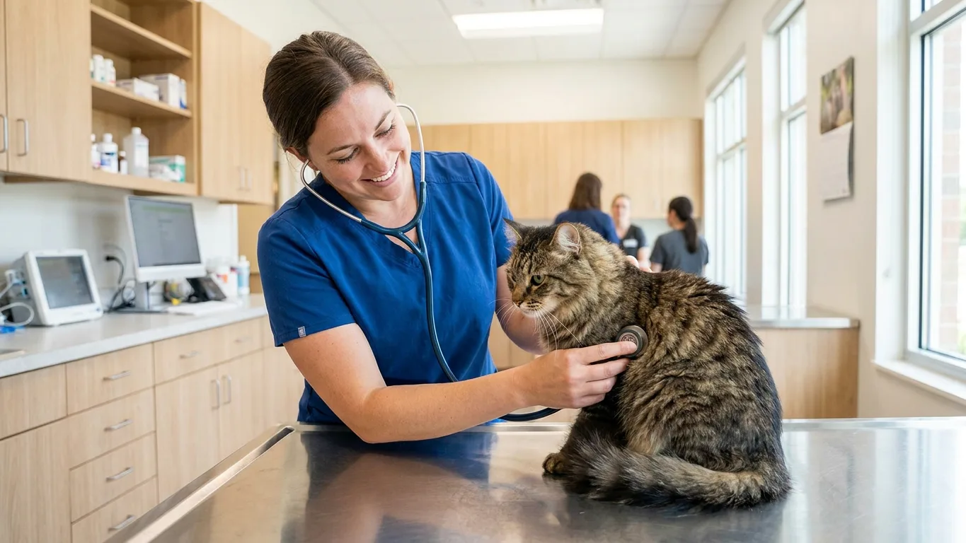 Vétérinaire examinant un chat