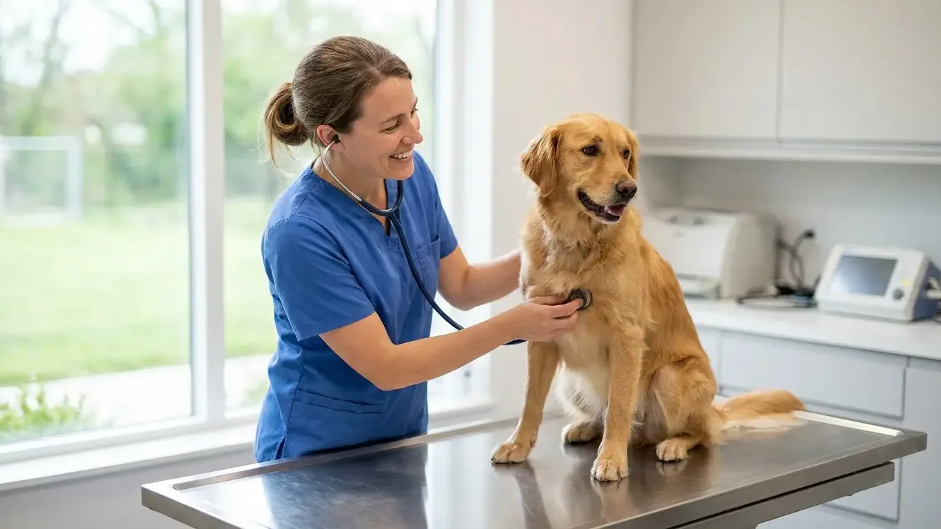 Vétérinaire examinant un chien en consultation