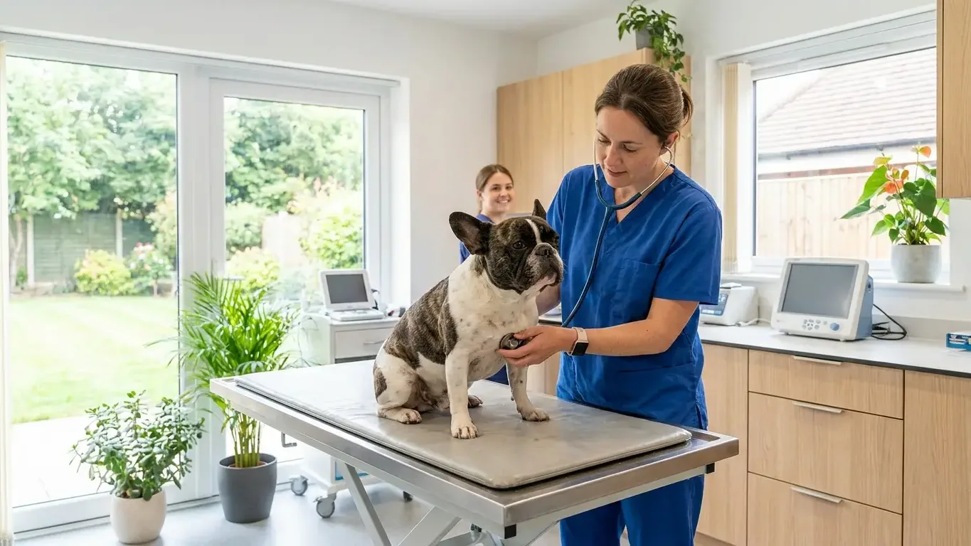 Vétérinaire examinant un chien lors d'une consultation