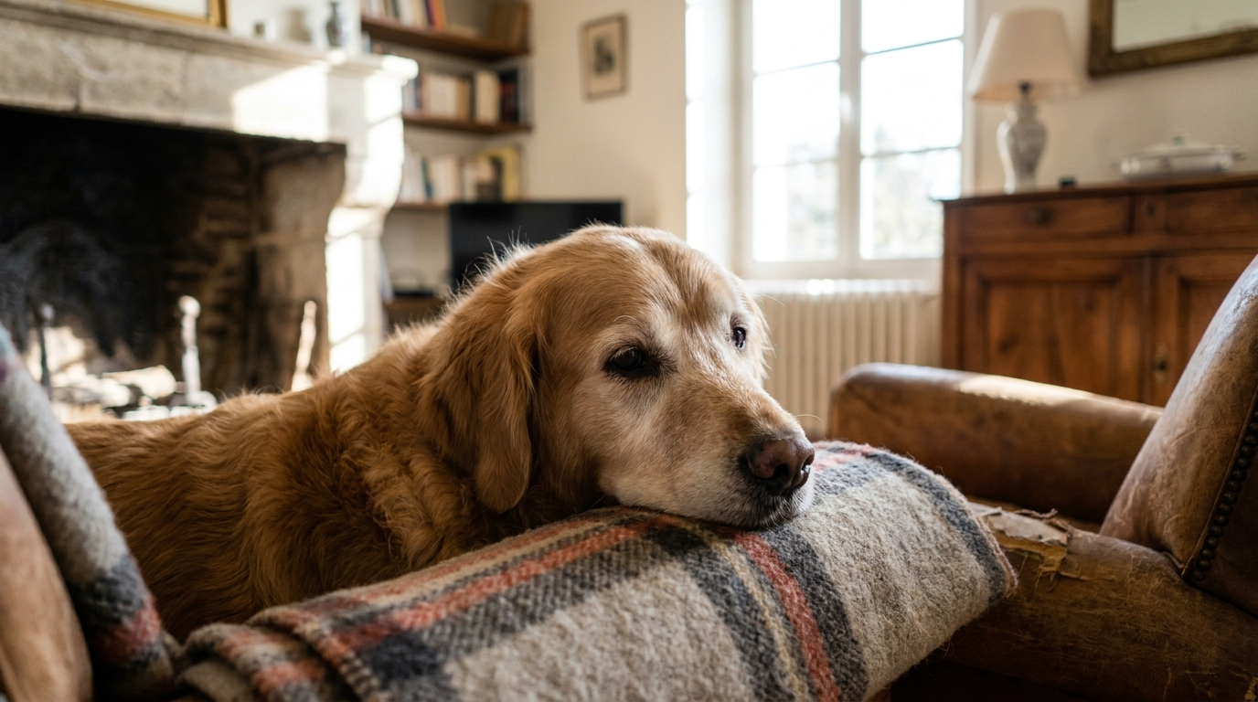 Chien senior en bonne santé au repos à la maison